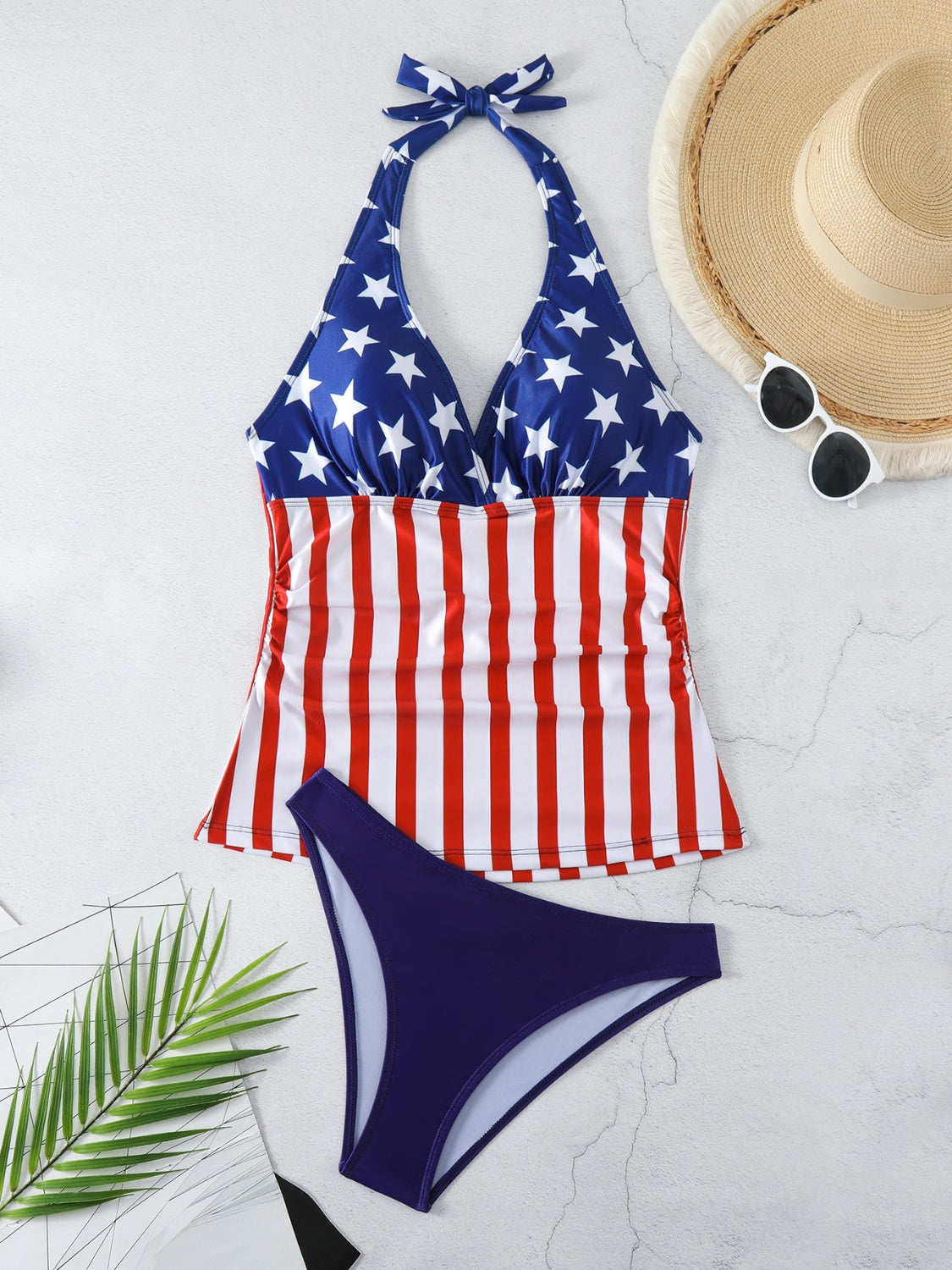 Star & Stripes Halter Neck Two-Piece Swim Set