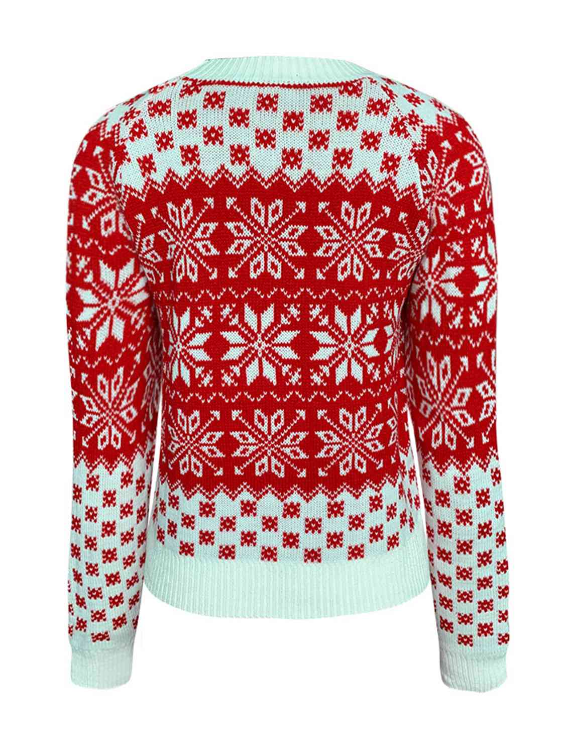 Snowflake Round Neck Long Sleeve Sweater