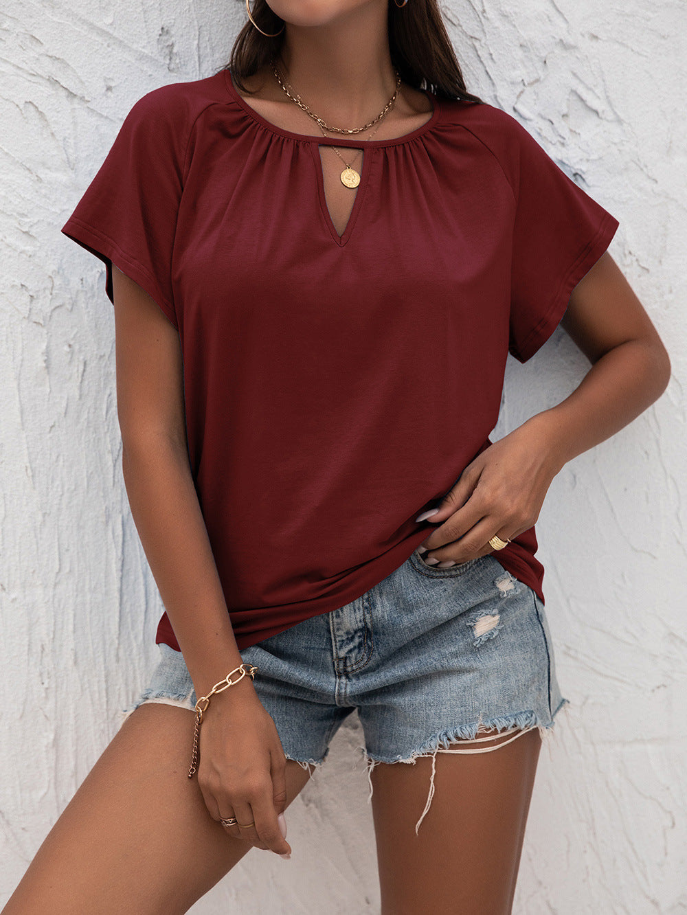 Cutout Round Neck T-Shirt