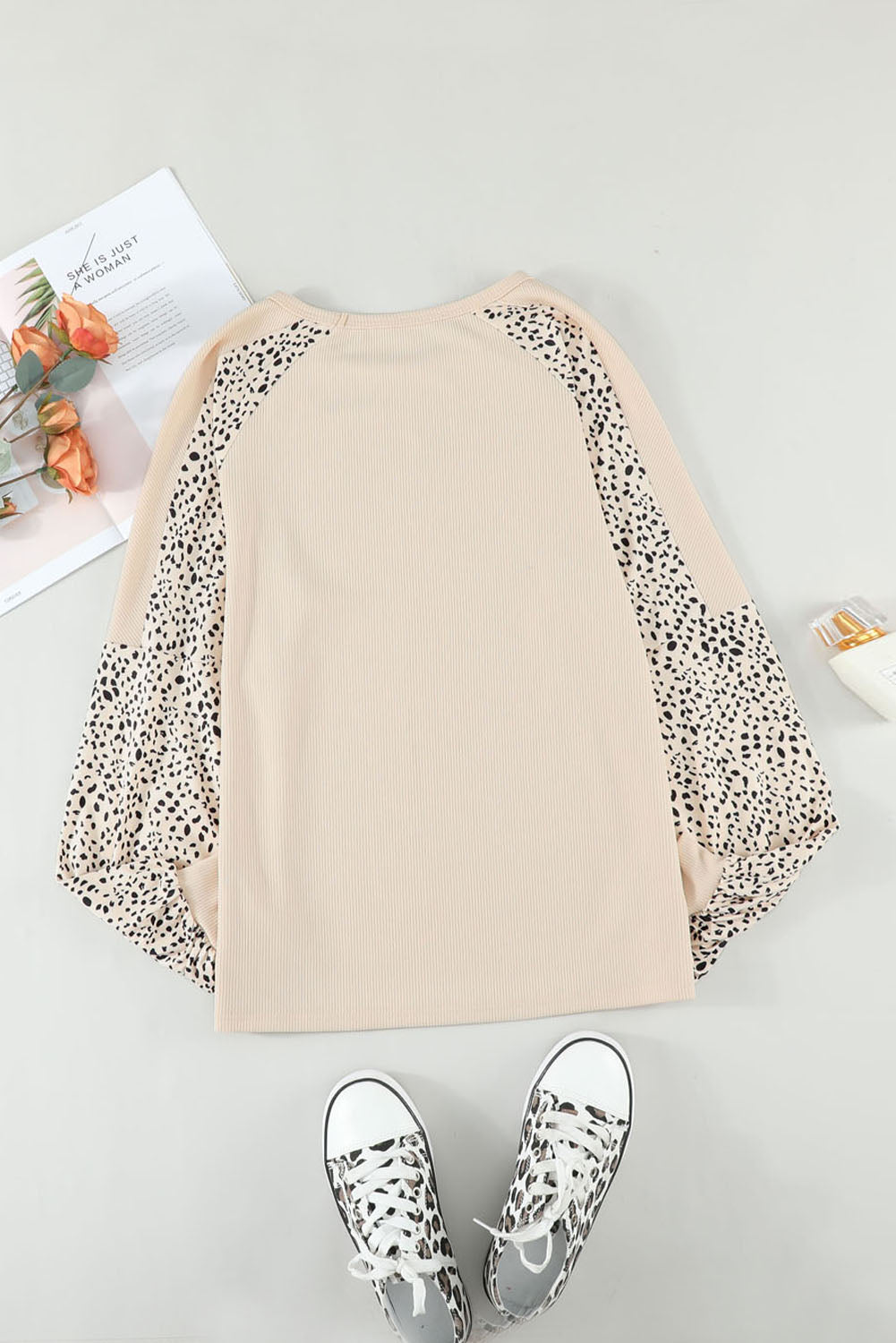 Leopard Raglan Sleeve Top--Trendsi